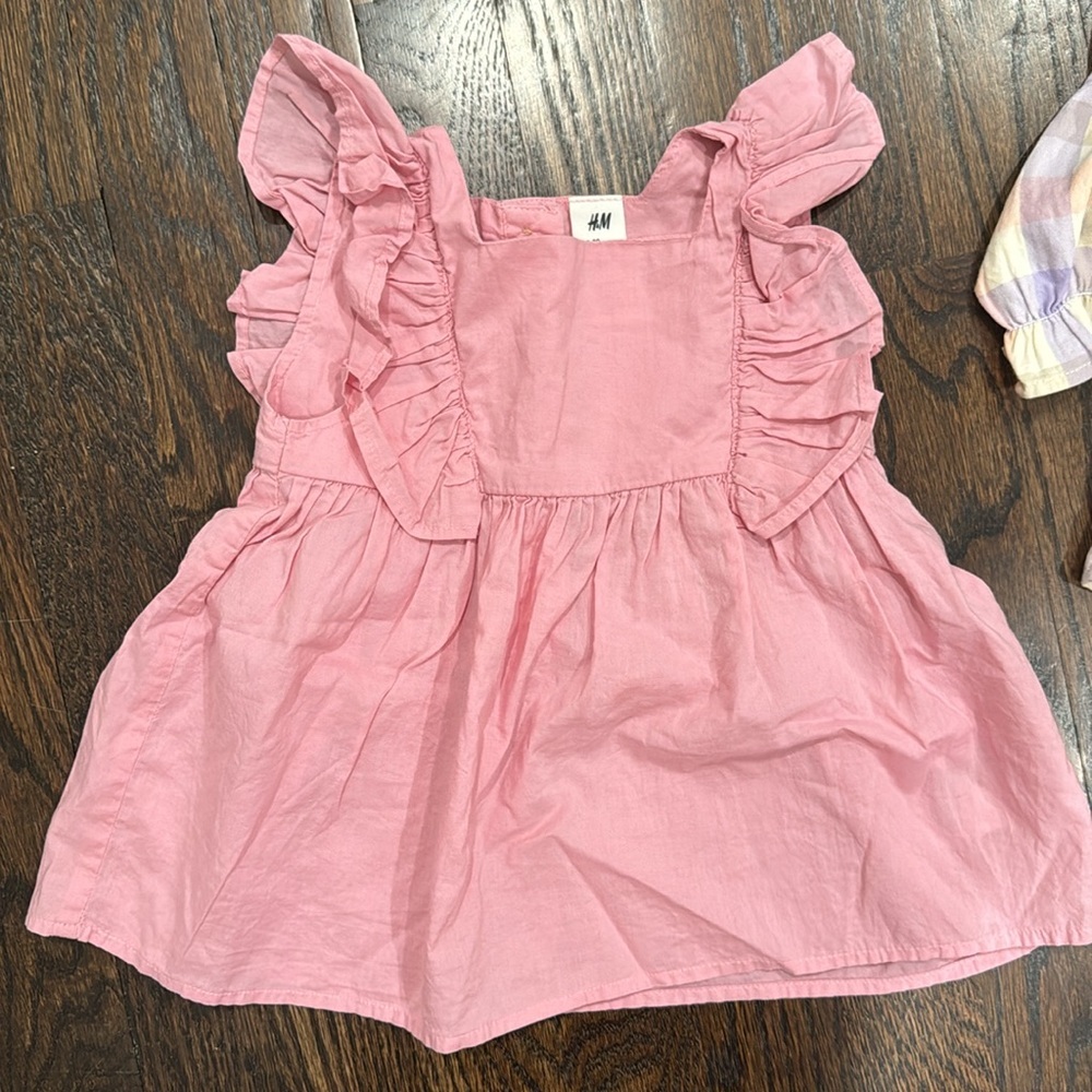 H&M Girl shirt bundle Pink Ruffle and Plaid Button-Up Shirt - Picture 5 of 8